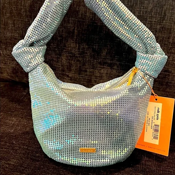 NWT Cult Gaia Gia Shoulder Bag - Pale Sky - Picture 6 of 11